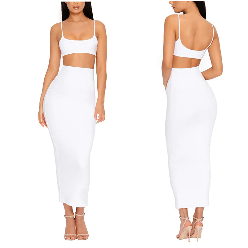 Women's Sexy Two-Piece Dress Set with Crop Top