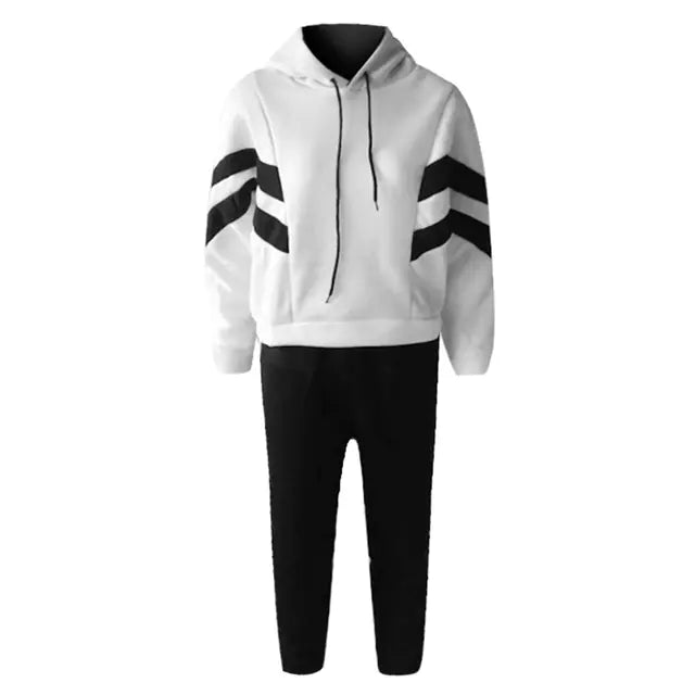 Conjunto de sudadera con capucha y top corto a rayas de dos piezas