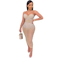 Women's See-through Rhinestone Strap Yarn Dress