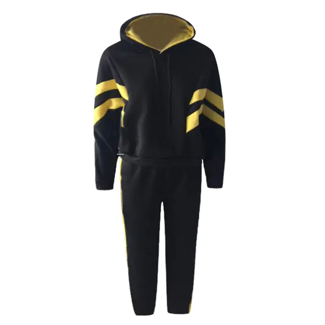 Conjunto de sudadera con capucha y top corto a rayas de dos piezas