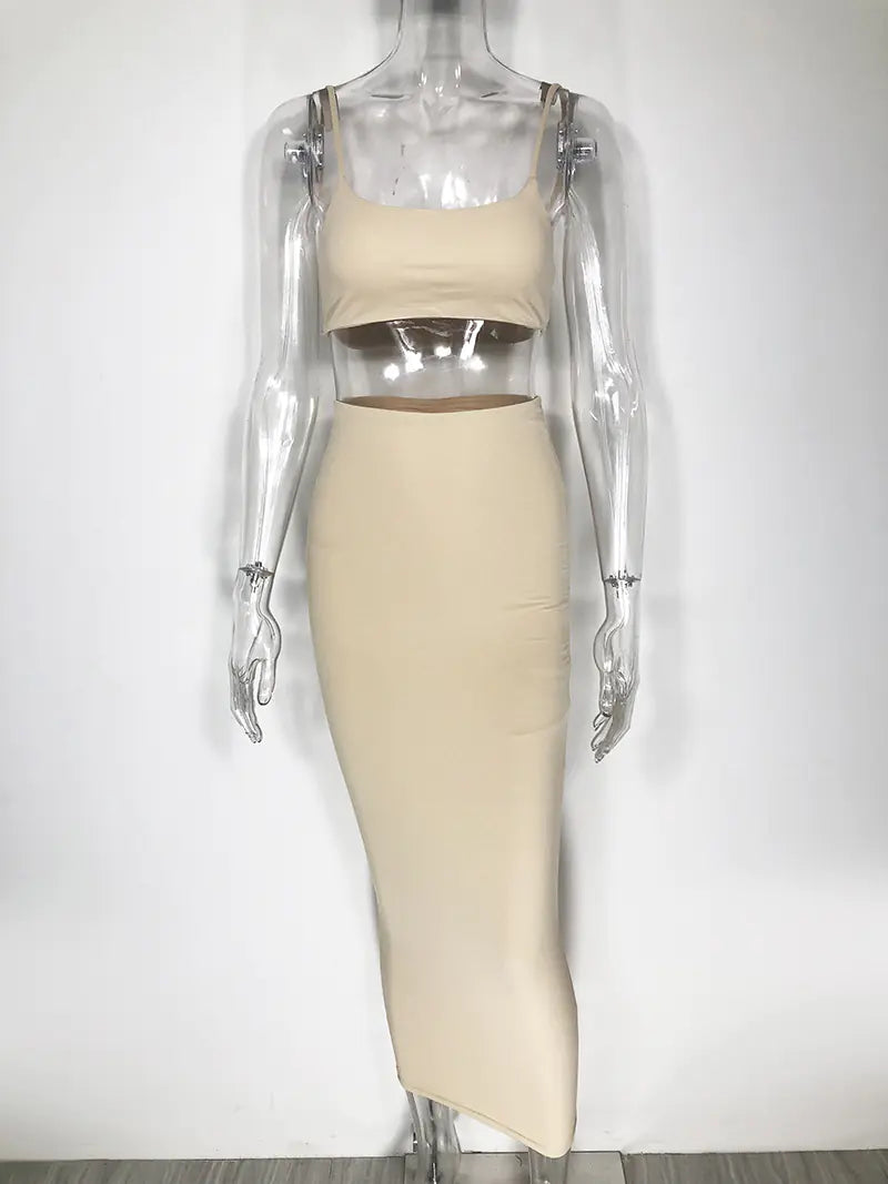 Women's Sexy Two-Piece Dress Set with Crop Top