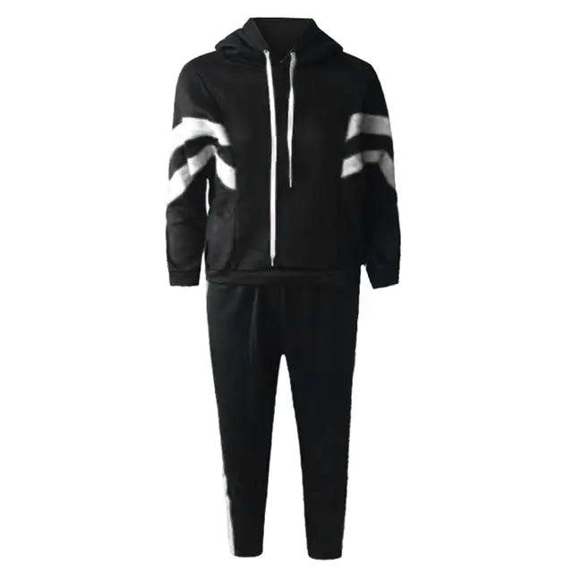 Conjunto de sudadera con capucha y top corto a rayas de dos piezas