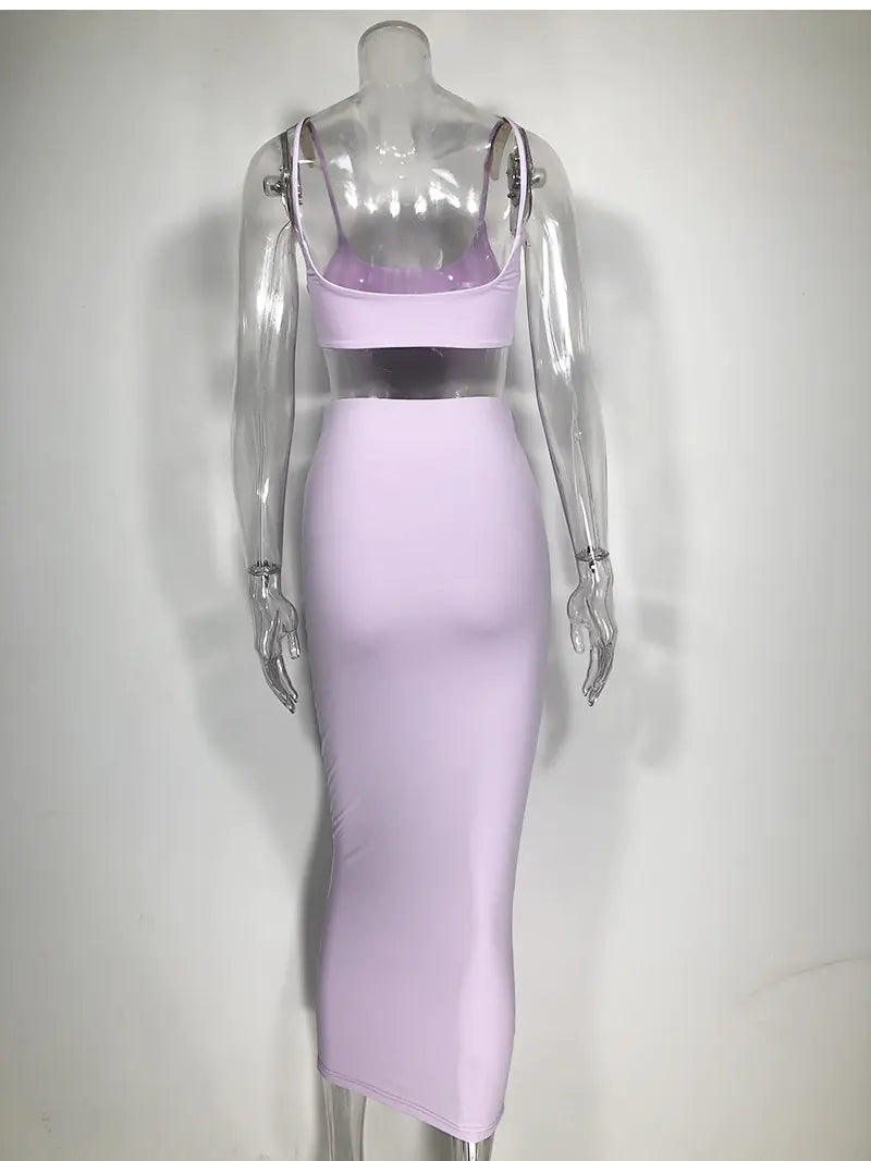 Women's Sexy Two-Piece Dress Set with Crop Top