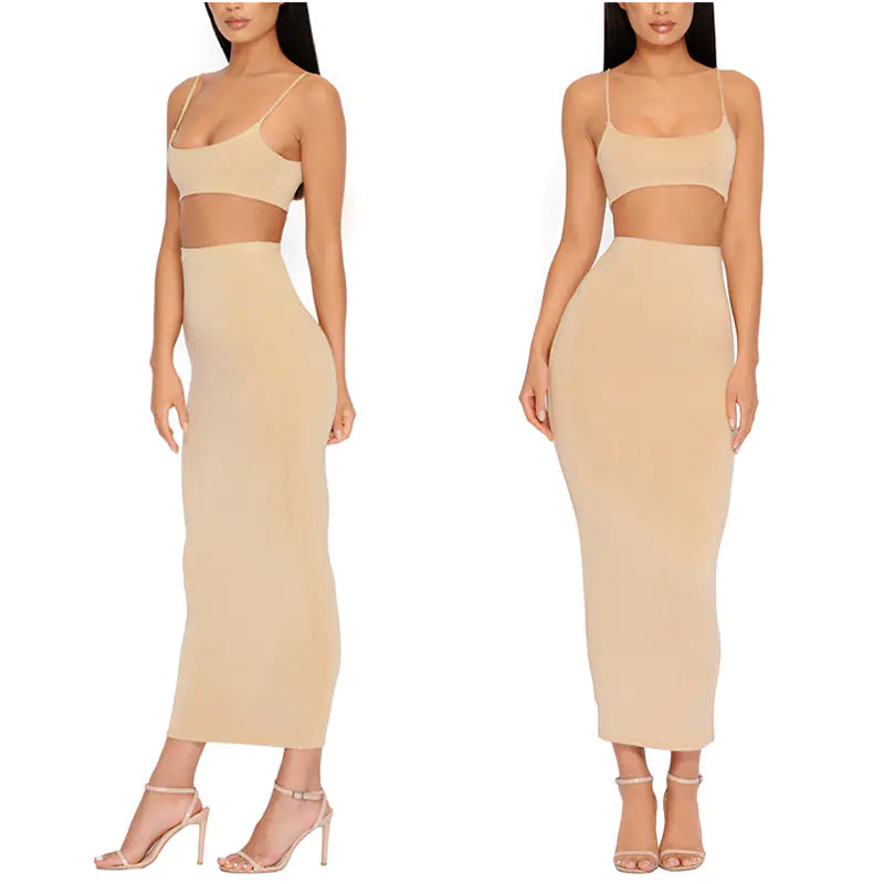 Women's Sexy Two-Piece Dress Set with Crop Top