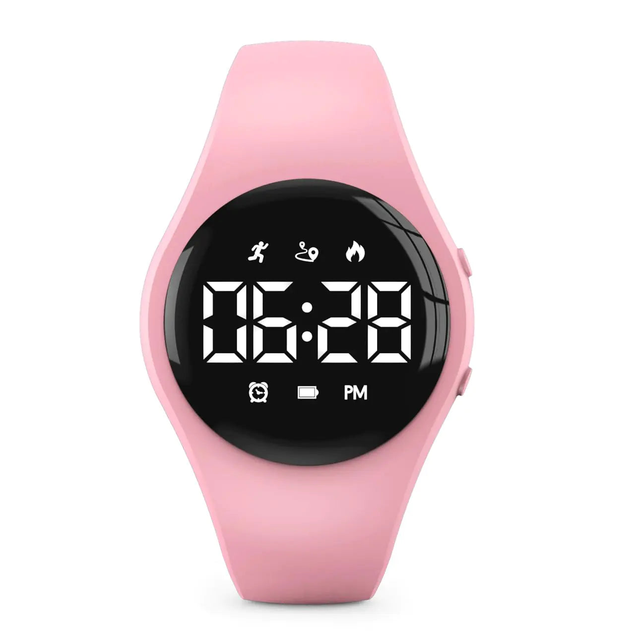 Reloj Podómetro Digital LED para Niñas Contador de Pasos Impermeable con Alarma Vibratoria y Cronómetro, Regalo Ideal para Adolescentes y Niñas (Rosa)