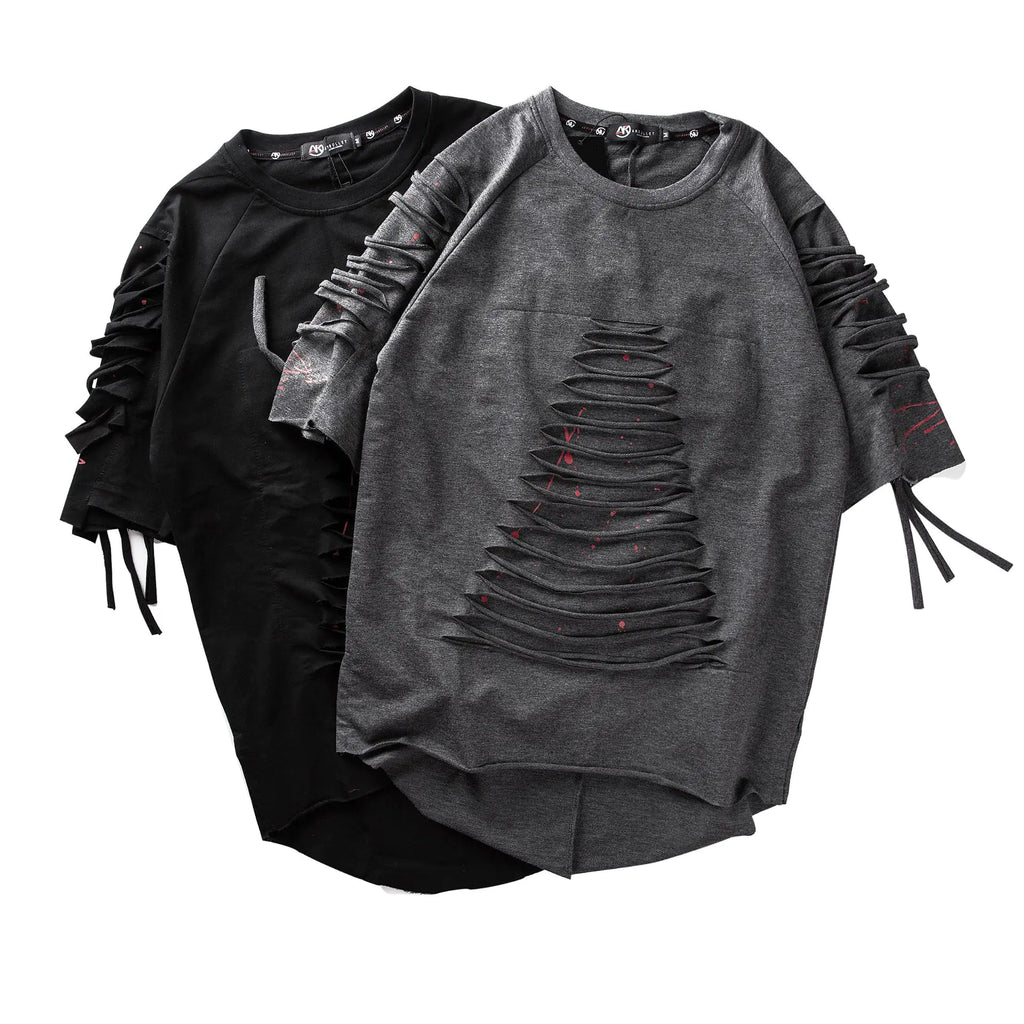 Men's Casual Ripped Short Sleeve Hip Hop T-Shirt